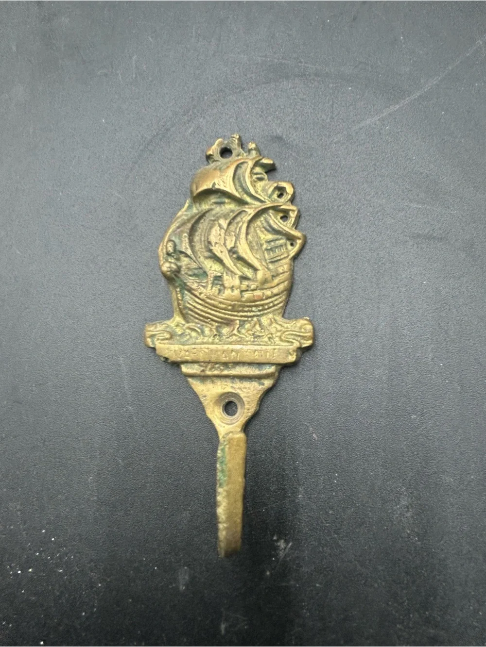 Antique-Style Brass Ship Wall Hook - Gold Finish